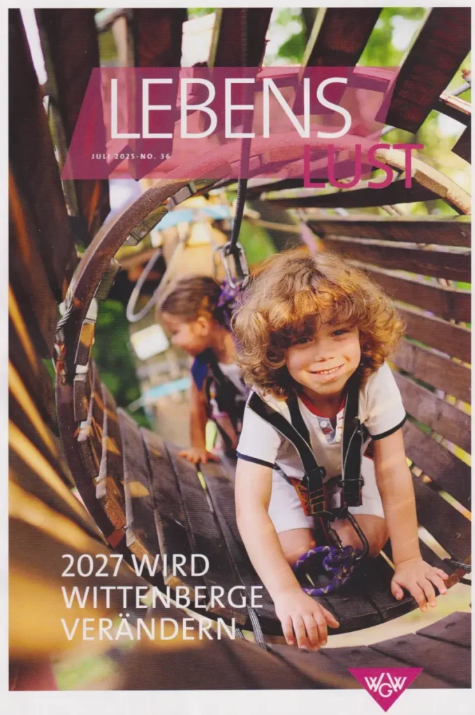 Artikel zur Augen-Tagesklinik aus dem Magazin „LEBENSLUST“ der Wohnungsbaugesellschaft der Stadt Wittenberge - Juli 2025 NO. 36 - Cover